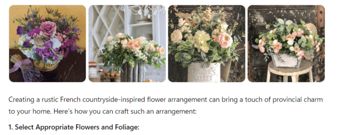 ChatGPT search with flower images