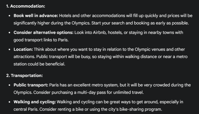 Gemini response for Paris Olympics question