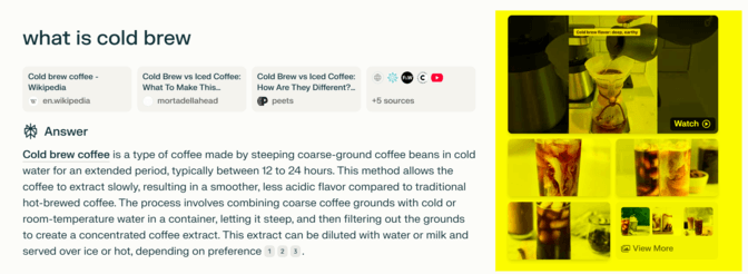 Perplexity multimedia result