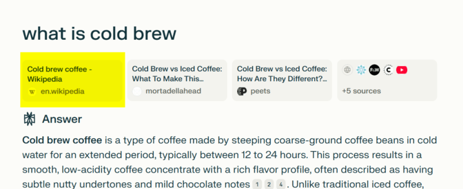 Perplexity citing Wikipedia