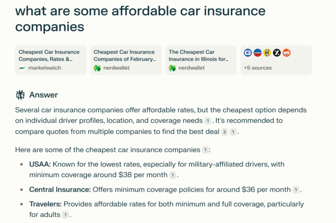 Search everywhere optimization example in Perplexity